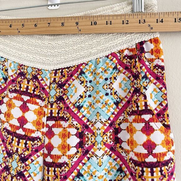 Stoosh Boho Pull On Pants Womens Size S Wide Leg Crochet Waist Flowy Colorful - Picture 7 of 12